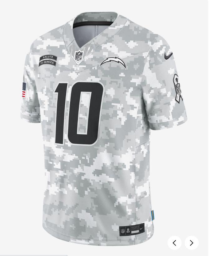 Men Los Angeles Chargers #10 Justin Herbert Salute to Service 2024 NFL Nike jersey